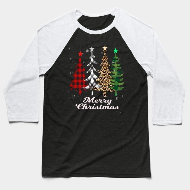 merry christmas leopard and buffalo plaid christmas gift Baseball T-Shirt by DODG99